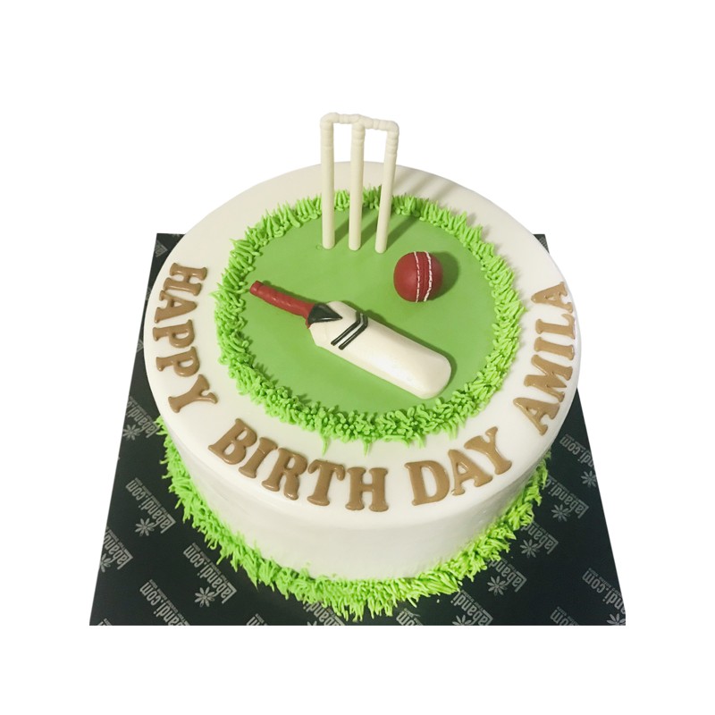 Send happy birthday cricket theme cake for boys online by GiftJaipur in  Rajasthan